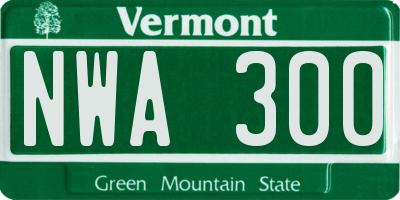 VT license plate NWA300