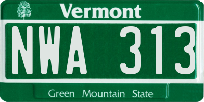 VT license plate NWA313