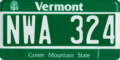 VT license plate NWA324