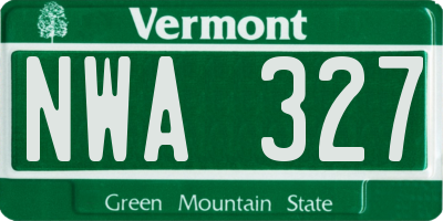 VT license plate NWA327