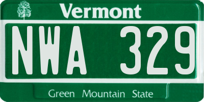VT license plate NWA329
