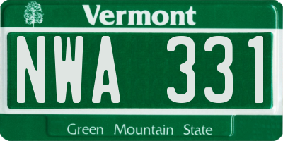 VT license plate NWA331