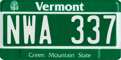 VT license plate NWA337