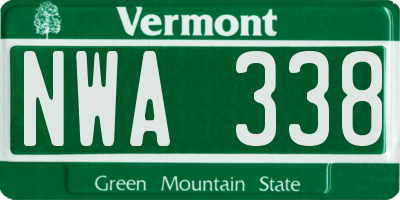VT license plate NWA338