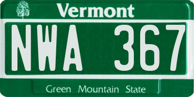 VT license plate NWA367