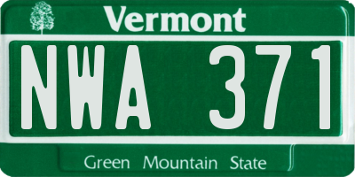 VT license plate NWA371