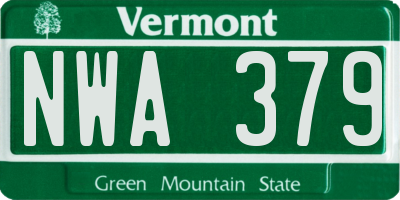 VT license plate NWA379