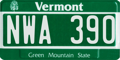 VT license plate NWA390