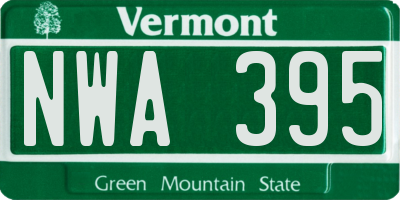 VT license plate NWA395