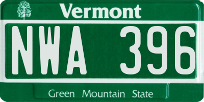 VT license plate NWA396