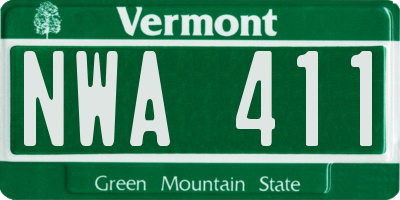 VT license plate NWA411