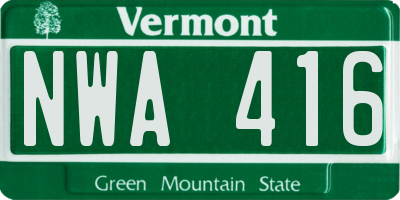 VT license plate NWA416