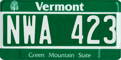 VT license plate NWA423