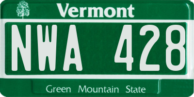 VT license plate NWA428