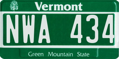 VT license plate NWA434