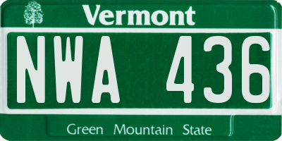 VT license plate NWA436