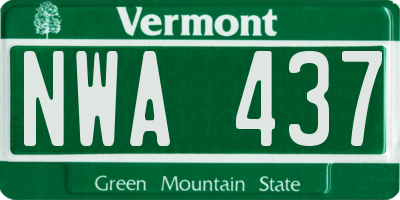 VT license plate NWA437