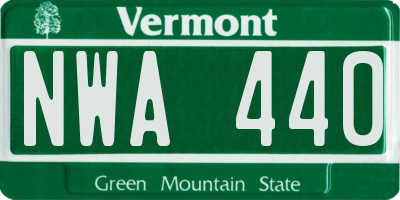 VT license plate NWA440
