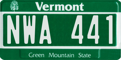 VT license plate NWA441