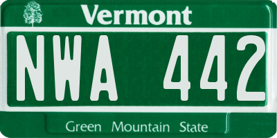 VT license plate NWA442