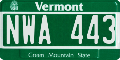 VT license plate NWA443