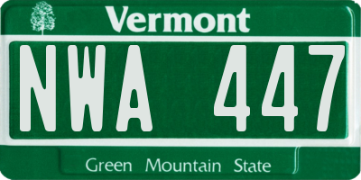 VT license plate NWA447
