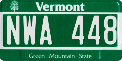 VT license plate NWA448