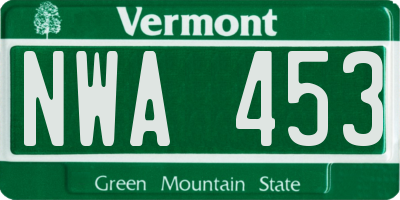 VT license plate NWA453