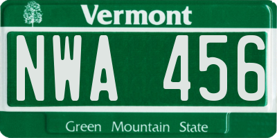 VT license plate NWA456