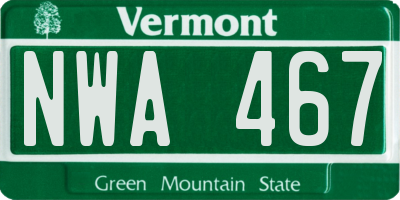 VT license plate NWA467