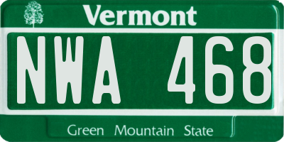 VT license plate NWA468