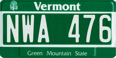VT license plate NWA476