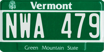 VT license plate NWA479