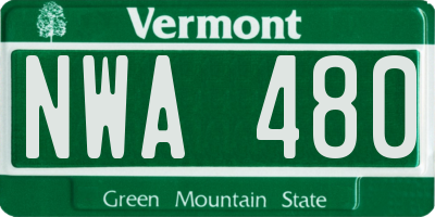 VT license plate NWA480