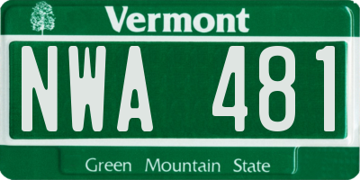 VT license plate NWA481