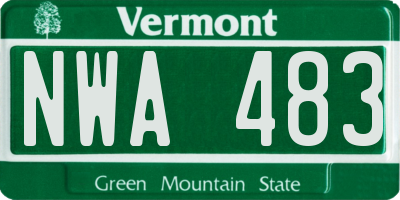 VT license plate NWA483