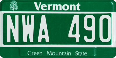 VT license plate NWA490