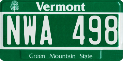 VT license plate NWA498