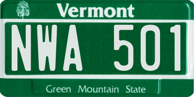 VT license plate NWA501