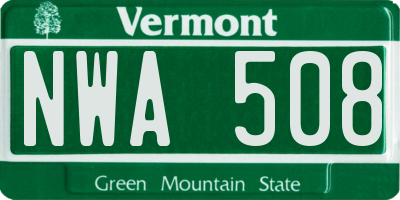 VT license plate NWA508