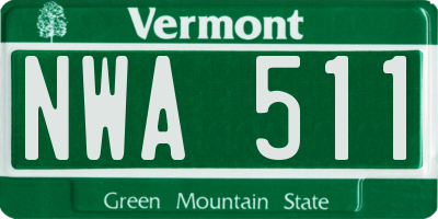 VT license plate NWA511