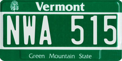 VT license plate NWA515