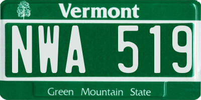 VT license plate NWA519