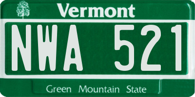 VT license plate NWA521