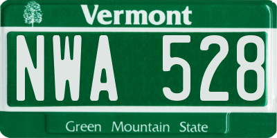 VT license plate NWA528