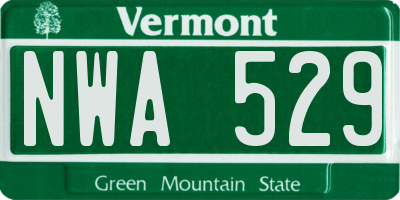 VT license plate NWA529