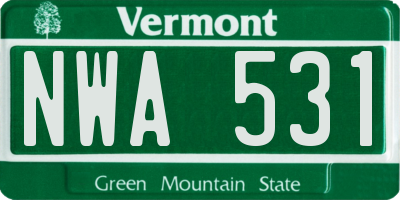 VT license plate NWA531