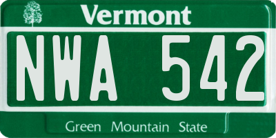 VT license plate NWA542