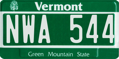 VT license plate NWA544
