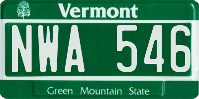 VT license plate NWA546